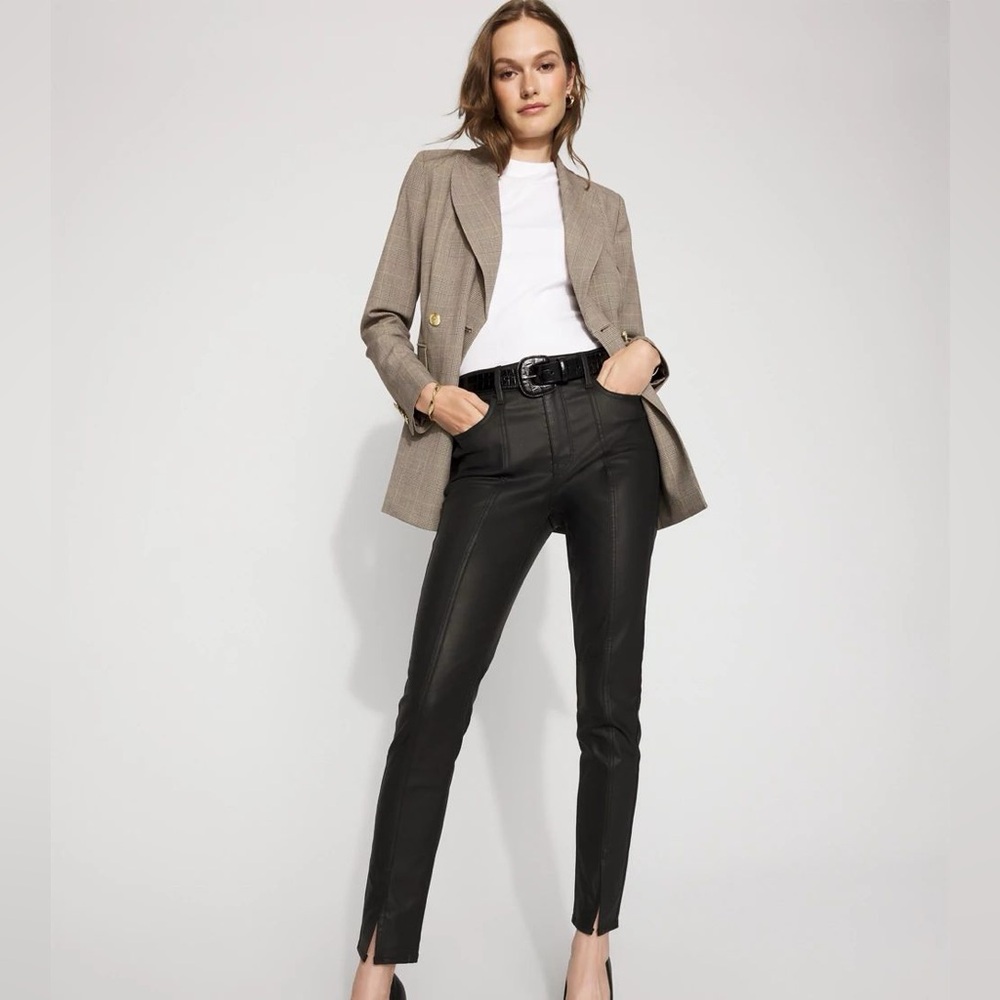 WHBM High Rise Skinny Vegan Coated Jean- Black